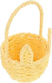 Hohopeti Handmade Rabbit Flower Basket Paper Rope Small Handle Storage Bunny Ear Design Hand-woven Decorative Home Basket