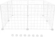 ROMISBABA 8pcs Wire Storage Cubes Organizer Metal Grid Panels for Small Animal Playpen Easy Setup Portable Pet Fence for Guinea Pigs and Puppies White