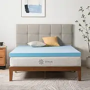ZINUS 3 Inch Green Tea Cooling Gel Memory Foam Mattress Topper, Cooling Gel Foam, CertiPUR-US Certified, King, Blue
