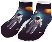 [QMNVBDS] Astronaut Solar System Planets Socks Ankle Length Socks Casual Short Socks for Women Men Low Cut Sports Socks Running Socks No Show Socks Ankle Socks Athletic Socks Workout Socks, Style, One