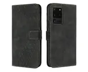 For Samsung Galaxy S20 Ultra Flip Case, Slim Wallet Design - Black