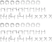 [Loboo Idea] 48Pcs Ear Cuff Non Piercing Colorfast Rugged Lightweight Stylish Braid Beads Hair Jewelry Set for Parties Weddings (Silver)