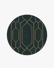 185' Round | Machine Washable Runner Rug | Kid & Pet Friendly | Indoor Rug | Bryant Marine Blue & Gold Flatwoven Rug by The Hiltons | Ruggable