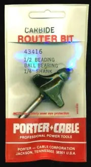 Porter Cable 43416 1/2" Beading Carbide Router Bit 1/4" Ball Bearing Shank