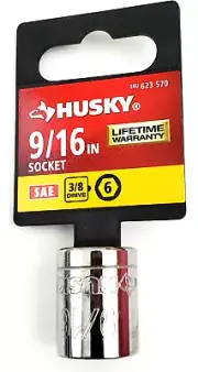 Husky 9/16" Socket for 3/8" Drive 6 Point SAE H3D6P916
