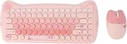 Keyboard and Mouse Combo, 84 Keys Cute Colorful Retro Keyboard with Round Keycaps, Typewriter Keyboard for Laptop Computer