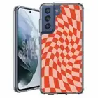 For Samsung Galaxy S20 S21 S23 S24 FE 5g TPU Case+Glass(Twis Checker Pumpkin)