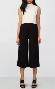 Rachel Rachel Roy Womens Black Color Block Sleeveless Wide Leg Jumpsuit 14