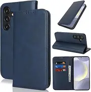 Cavor for Samsung Galaxy S25 Plus 5G Case, Galaxy S25+ Case Cowhide Pattern PU Leather Cases Flip Magnetic Kickstand Book Wallet Cover Phone Case with Card Slots(6.7") -Navy Blue