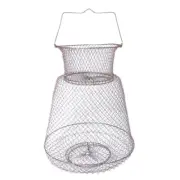Foldable Steel Wire Fishing Cage Fish Squid Storage Portable Fish Basket
