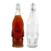 Skull Shaped Beer Bottles 2pk; Empty Qt Bottles for Brewing Bottling & Decor