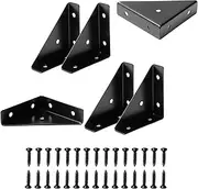 Corner Brace Brackets, 6Pcs 66 x 66mm Black Corner Braces for Wood, Universal Furniture Corner Connector, Triangle Shelf Bracket, Corner Desk Connector for Bed, Table, Cabinet