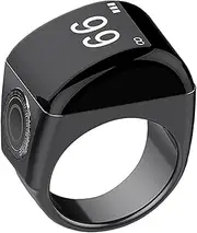 [WBYDYS] Tasbih Counter Prayer, Muslim Digital Ring, Prayer Smart Tally Counter Rings, Tasbih Tally Clicker with Charging Box, Finger Counter Reminders with OLED Display, Islamic Muslim Ring 22mm Black