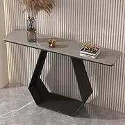 HOLGVE Console Table, Narrow Entryway Table, Sofa Table, Behind Couch Table, Slate Countertop Hallway Table, Foyer Accent Table, for Living Room, Behind Couch(Black-E,39.3inch/100cm)