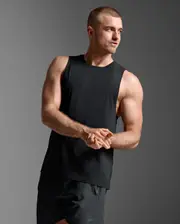 Motion Cotton Flex Tank, 2XU, XS, Black/Black, Male