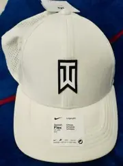 Adult Unisex Tiger Woods Dri-Fit Nike Legacy91 Flex-Fit M/L White Hat NWT Cap