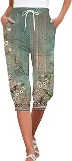 [Elogoog] Work Pants Women Women's Fashion Casual Floral Print Elastic Pocket Casual Pants Yoga Pants Women