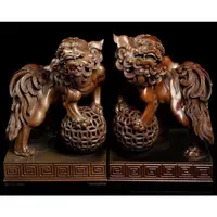 在飛比找蝦皮購物優惠-【啟秀齋】李松林 對獅木雕作品《雙獅戲球》國家重要民族藝師 