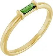 [JewelryWeb] 14k Yellow Gold Natural Green Tourmaline Straight Baguette 4x2mm Polished Green Stackable Ring Size 7-Stackable-Ring for Women