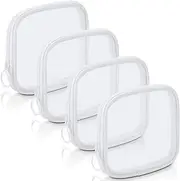 Weewooday 4 Pcs Mesh Makeup Bag Mesh Cosmetic Bag Travel Toiletry Pouch with Zipper Mini Makeup Cosmetic Purse for Daily Accessory(Small,White)