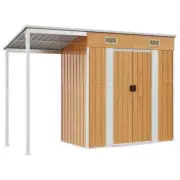 Garden Shed Outdoor Storage Tool Workshop Sheds with Extended Roof Steel Brown