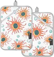 Pot Holders for Kitchen Heat Resistant Cute Sea Anemone White Potholder with Pockets Hot Pads for Cooking Oven Mitts 2 Pack