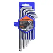 10pc Supercraft Long Ball Metric 1.27-10mm Allen/Hex Key Wrench Home Tool Set