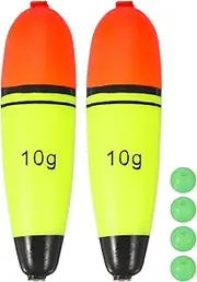 uxcell Fishing Slip Bobbers, EVA Foam Bobbers Slip Floats with Fish Beads, 0.4 Oz Floatage Fit for Perch Carp Bass Fishing Corks Saltwater Freshwater (2 Pack, Red/Yellow)