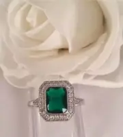 2.50 Ct Octagon Natural Emerald Diamond Wedding Ring 14K solid white gold