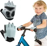 [Braventure] Bike Gloves for Kids, Fingerless with Protective Cushion, Adjustable Workout Glove for Cycling Fishing Scooter