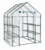 Miracle-Gro 70527 Mini Greenhouse, Steel Frame, 4 Mesh Shelves, Clear Cover, 56