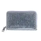 CTM Women's Rhinestone Stud And Baguette Veagn Leather Pave Zipper Wallet
