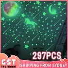 297pcs Glow In The Dark Rainbow Moon Stars Unicorn Wall Sticker Kids Room Decor