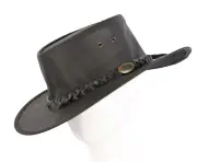 Black Jacaru Buffalo Leather Australian Outback Hat Made in Australia