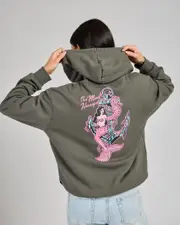 [The Mad Hueys] The Mad Hueys Women's Seahorse Anchor Hoodie in Charcoal Grey Size XL XL Charcoal Grey