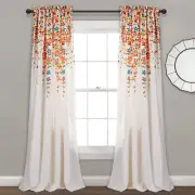 Weeping Flower Light Filtering Window Curtain Panels, Pair, 52"W X 84"L + 2" Hea