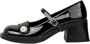[DAGIN] Mary Janes Women's Square Toe Chunky Heel Pumps, Black, 40 EU