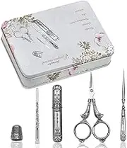 BUTUZE Embroidery Scissors Kit, European Antique Vintage Sewing Kit, Complete Vintage Sewing Tools with Embroidery Scissors, Original Case, Sewing Needle Case, Awl for Sewing, Craft, Needlework