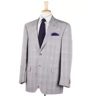 Luigi Bianchi Classic-Fit Light Gray Glen Check Wool Suit 42R (Eu 52) NWT
