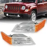 Nilight Front Turn Signals Light Clear Amber Lens Parking Light Day Running Light Side Marker Light Compatible with 2007-2017 Jeep Patriot Driver & Passenger Side, 2 Years Warranty