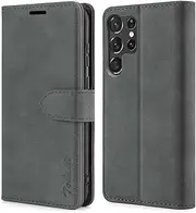 TOHULLE Case for Samsung Galaxy S23 Ultra, Premium Leather Wallet Case with Card Holder Kickstand Magnetic Closure Flip Folio Case Cover Compatible with Samsung Galaxy S23 Ultra - Grey