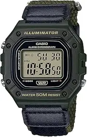 [Casio] Men's Quartz Sport Watch with Resin Strap, Green, 28 (Model: W-218HB-3AVCF)