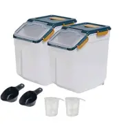 Large Flour Storage Container Bin 25lb, 2Pack Airtight Rice Storage Blue