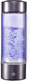 Hydrogen-Rich Generator Water Bottle Portable SPE Technology Ionizer Mode 5 Minutes High Concentration Discharge Ozone and Chlorine - 430 ml, for Sports, Camping, Silver