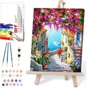 Landscape Paint by Numbers for Adults with Framed Canvas-With Wooden Easel,Paint
