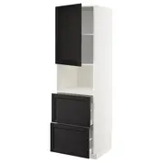 METOD / MAXIMERA hi cab f micro w door/2 drawers, white/Lerhyttan black stained, 60x60x200 cm