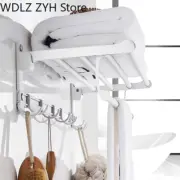 Matte Silver Towel Rack Hook Aluminum Holder Accessories Organizer Hanger Shelf