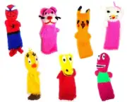 Character Finger Puppets Wool Knit Assorted Cartoon Cute Themed Art 12 Piece Set
