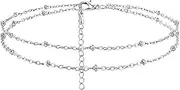 [LAXPICOL] Silver Anklet Bracelet For Women/Girls, Adjustable Layered Women's Anklet,Waterproof Summer Beach Anklet Beaded Rope Link Jewelry Gifts For Women