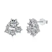 ANYCO Earrings 925 Silver Sparkling Snowflakes Diamond Stud Fashion Stylish Accessories